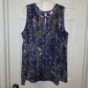 Cabi Stained Glass Keyhole Sleeveless Blouse Style# 3093 Sz XL